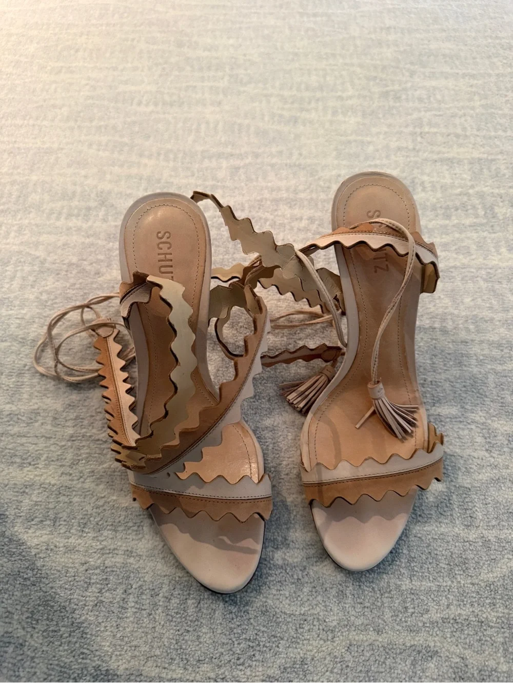 SCHUTZ LISANA HEEL IN DESERT& TANINO II, Size 10